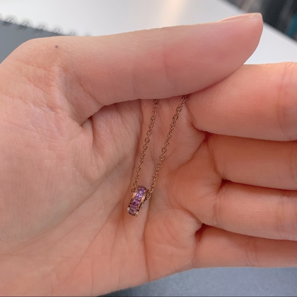 Purple Gem / Rose Gold Necklace - Picture 5 of 5